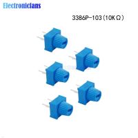 5pcs 3386P-1-103 Trimpot Potentiometer Resistor 10KΩ Ohm 10K with Knob Single Turn Breadboard Trim Potentiometer for Arduino