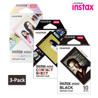 Fujifilm Instax Mini Film Color Instant Film Black + แผ่นสัมผัส + Macaron Fuji Instax Mini 9 11 40 EVO กล้อง Mini Link Liplay