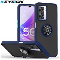 KEYSION Fashion Matte Case for OPPO A77 5G Transparent Shockproof Ring Stand Phone Back Cover for Realme Q5i V23 5G Narzo 50 5G Cables