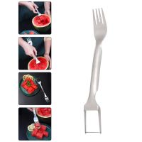 ✜ Fruit Fork Slicer Watermelon Slicer Fork Melon Cutting Tool Stainless Fruit Slicer