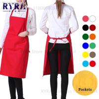 ✽✢✹ Male Female Aprons Home Kitchen Chef Aprons Restaurant Cooking Baking Dress Fashion Oil-proof Pockets Apron Kitchen Accessories