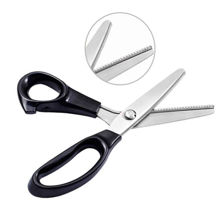 กรรไกรซิกแซก-zigzag-scissors-stainless-steel-ขนาด-9-นิ้ว-กรรไกรฟันปลา-กรรไกรหยัก-กรรไกรฟันโค้ง-กรรไกรตัดหนัง-กรรไกรตัดเสื้อ-ตัดผ้า-ผลิตสแตนเลส-304