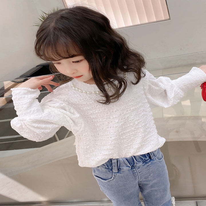 th-girls-พัฟแขนเสื้อลูกปัดเสื้อ-bottoming-เด็กเจ้าหญิงแขนยาวเสื้อยืดเด็กเสื้อผ้าเด็กเกาหลี