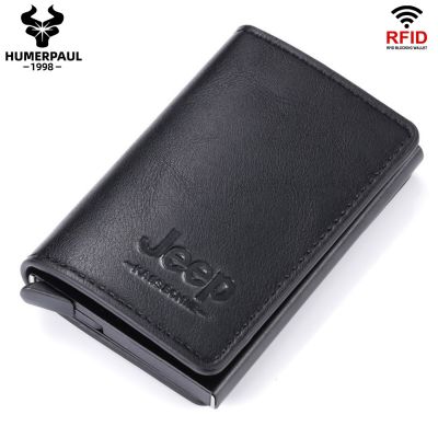 （Layor wallet）  HUMERPAUL RFID ผู้ถือบัตรเครดิตกระเป๋าสตางค์ผู้ชายผู้หญิงอลูมิเนียมสมาร์ทโลหะ Pop Up กระเป๋าสตางค์มินิ Bussiness คลิปเงินหนัง