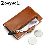 2021 Anti-theft RFID Credit Card Holder with Zipper Coin Pocket Slim Men Women Hasp Leather Wallet with Money Clips