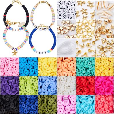 24 Grid 4800Pcs 6mm Flat Round Polymer Clay Discs Loose Spacer Beads for DIY Handmade Jewelry Making Bohemian Bracelet Set