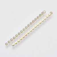 PandaHall 10pcs ss Cup Chain Tassel Big Pendants, with Crystal Rhinestone, Light Gold, 52x2x2mm, Hole: 1.6mm