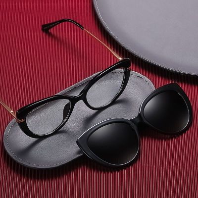 Cat Eye Eyeglasses Polarized Magnet Clip glasses frame for men women Myopia Prescription Glasses Optical sunglasses Eyewear