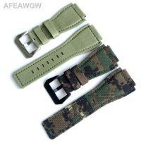 ♈อัตโนมัติ♘MERJUST สาย Tali Jam Kanvas ไนลอนสีเขียวทหาร Camo ขนาด34มม. X 24มม. สำหรับสายรัดข้อมือสายนาฬิกา BR03 BR01ซีรีส์ระฆัง