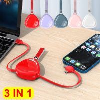 [Hot K] สายไมโคร USB แบบ3 IN 1แบบพกพา8ขาสายชาร์จสำหรับ iPhone Samsung Xiaomi Huawei สายข้อมูล USB ยืดหดได้สายชาร์จเร็ว