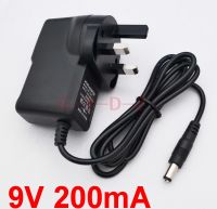 1PCS 9V 200mA AC 100V-240V Converter Adapter DC 9V 0.2A Power Supply 200mA UK 3 Plug DC 5.5mm x 2.1mm