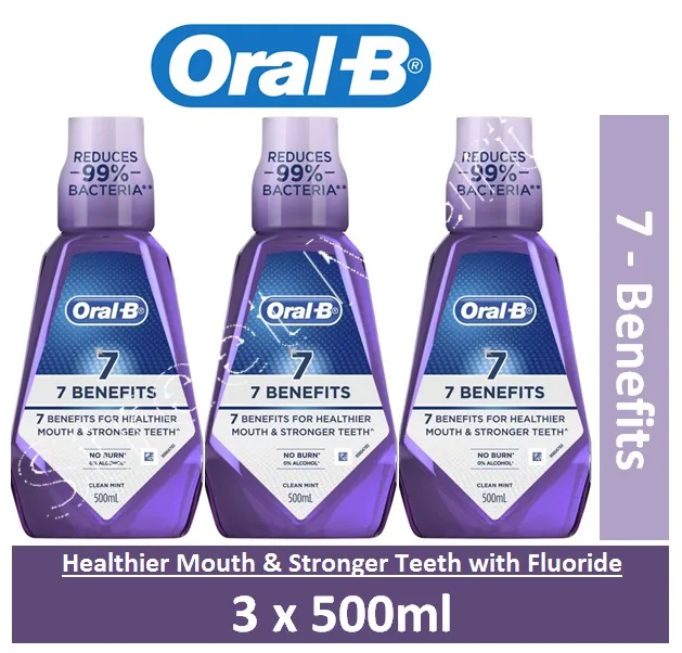 Oral-B Mouthwash 7 Benefits For Healthier Mouth & Stronger Teeth, Clean ...