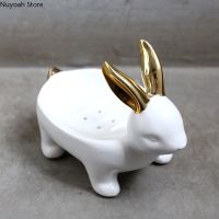 Nordic Light Luxury Ceramic Rabbit Soap Soap Box Plant Flower Pot Home Decoration Living Room Jewelry Storage Tray Decoration Soap Dishes