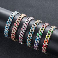 [COD] New European and Hip Hop 12mm Colorful Cuban Chain Personalized Men Styles Cross-border Accessories