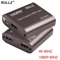 Rullz 4K 60Hz HDMI การ์ดบันทึกวิดีโอแผ่นบันทึกเกม1080P กล่องสตรีมมิ่งสดจับ3.0 2.0สำหรับกล้อง PS4