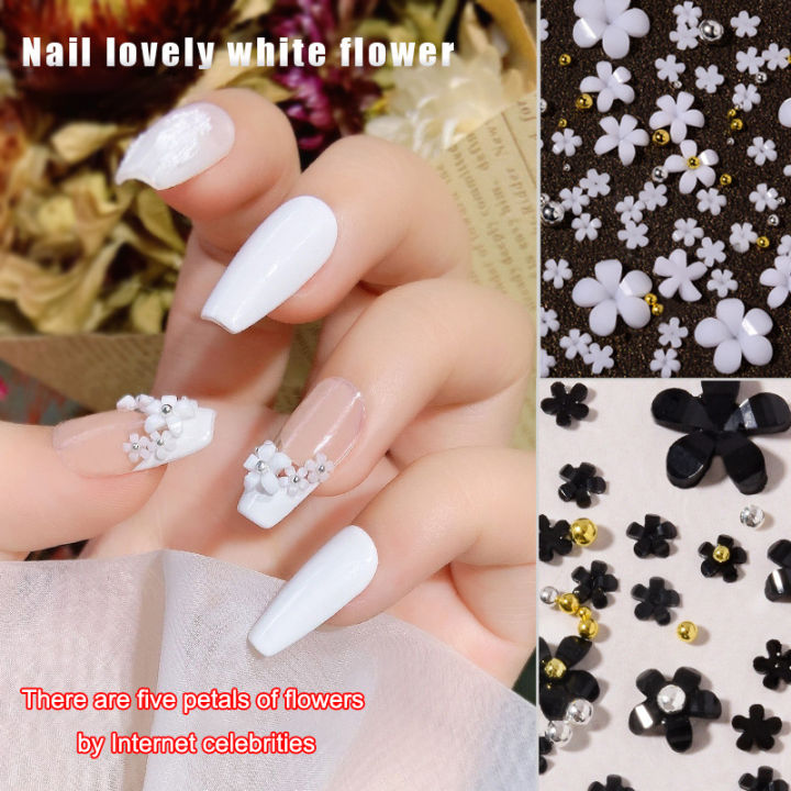 100pcs 3D Color Change Acrylic Flower Nail Decorations Colorful Flower  Resin Nail Charms 6MM Acrylic Five