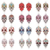 Alloy Enamel Pendants Cadmium Free &amp; Lead Free Skull with Pattern Platinum Mixed Color 26x13.5x3.3mm Hole: 1.8mm 12 colors 4pcs/color 48pcs/box