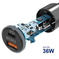 WiWU PC100 Mini Car Charger PD 45W ที่ชาร์จในรถ Type C หัวชาร์จในรถ รองรับ QC 4.0 SCP FCP