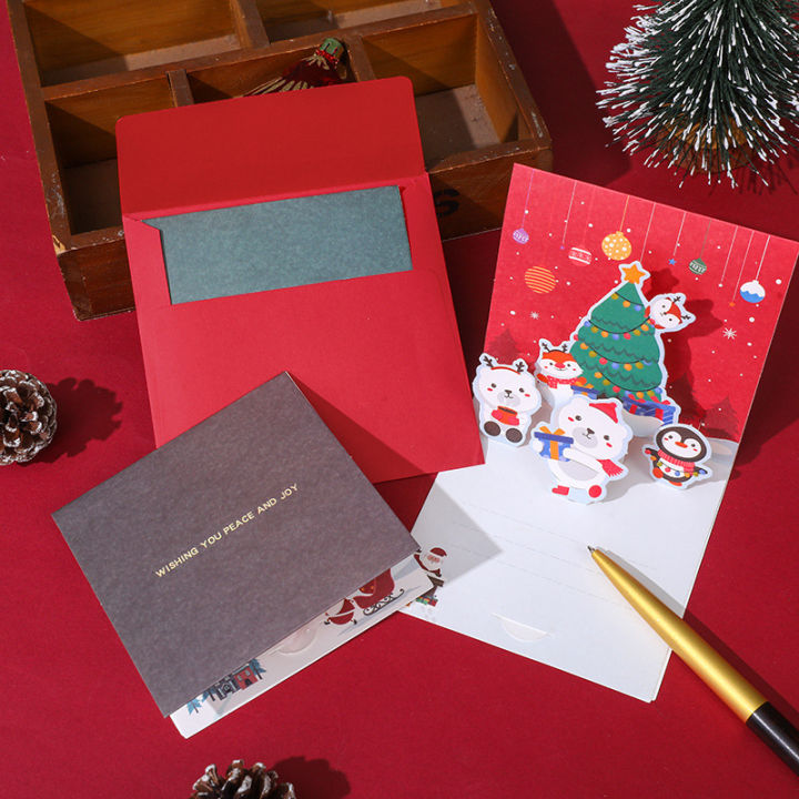 การ์ดอวยพร3d-สุดสร้างสรรค์ทำมือ1ชิ้นบัตรของขวัญอวยพรแบบ-diy-บัตรอวยพรคริสต์มาส