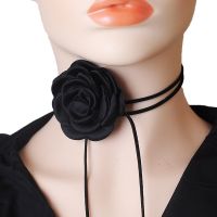 Black Velvet Cord Choker With Flower Big Large Floral Rose Chocker 2023 Trendy Fashion Jewelry Y2K Accessories 【hot】lkr131