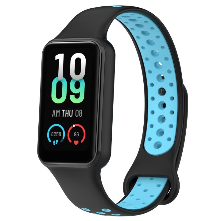 สำหรับ-amazfit-band-7-loop-ซิลิโคนระบายอากาศสองสีสายนาฬิกาข้อมือ-ดำ-น้ำเงิน-ขายเอง