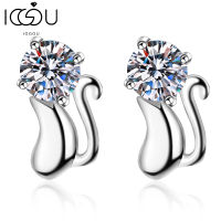 IOGOU 925 Sterling Silver Round Moissanite Stud Earrings For Women Fashion 4.0mm Small Mouse Animal Stud Earrings Birthday Gift