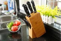 ที่เก็บมีด ทำครัว ที่ใส่มีด ที่เสียบมีด ที่เสียบมีดไม้ Natural Bamboo Durable Knife Block Multi-purpose Cutting Tool Storage Racks Kitchen Knife Holder Wood Knife Rack Stand