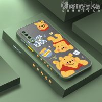 Chenyyka เคส A30s A50s A50ลายการ์ตูนหมีน้ำผึ้งมีน้ำค้างแข็งโปร่งใสบางขอบสี่เหลี่ยมแข็งกันกระแทกปลอกซิลิโคนคลุมทั้งหมดเคสนิ่ม