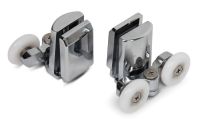 Stainless Steel Shower Door Twin Rollers Runners - Set of 4 - Top Bottom