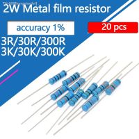 ⊕❧ 20pcs 2W Metal Film Resistor 3R 30R 300R 3K 30K 300K 3 30 300 Ohm R Kohm Accuracy 1 Five-Color Ring Resistance 0.1R-910