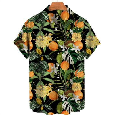 ♦เสื้อฮาวายสำหรับผู้ชาย,ฤดูร้อนแฟชั่น22-23แขนสั้นไซส์ใหญ่ลายดอกไม้ชายหาดดอกไม้