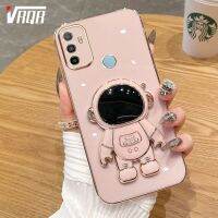 VRQR Luxury Electroplated เคสโทรศัพท์สำหรับ OPPO A53 2020 A33 A32 Macaron สีพร้อมขาตั้งนักบินอวกาศระดับไฮเอนด์