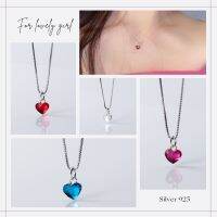 s925 Pretty necklace สร้อยคอเงินแท้  หัวใจมินิมอล ขนาด 0.6*0.7 cm สวยน่ารัก ใส่สบายเป็นมิตรกับผิว