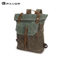 Vintage Oil Waxed Canvas Leather Backpack Teenager School Bag Travel Waterproof Daypacks 14" Laptop Rucksack menwomen bags