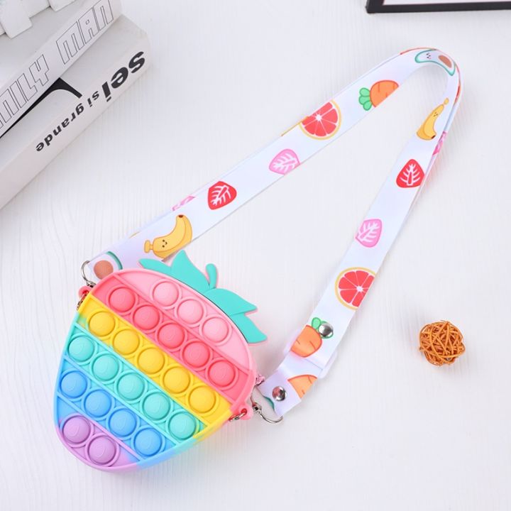 popular-strawberry-and-pineapple-bubble-fidget-toys-bags-push-pop-it-coin-pouch-sling-bag-for-kids