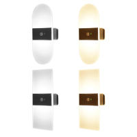 Bedroom Bedside Touch Night Light Acrylic LED Wall Lamp Staircase Corridor Decor ArcRectangle Shape Sconce Lamp