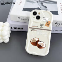 AKABEILA ครีมมะพร้าวแบบสร้างสรรค์เคสโทรศัพท์ลายด้านข้างสำหรับ IPhone 14 13 12 11 Pro Max 6 7 8 Plus X XR XS Max SE 2020แฟชั่นคลุมทั้งหมดกันกระแทกเคสใส่โทรศัพท์คู่