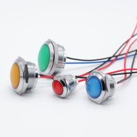 Metal LED Indicator Light 12mm 16mm 19mm 22mm Warning Signal Lamp Pilot with Wire 3V 5V 12V 24V 220V Red Blue Green Yellow White