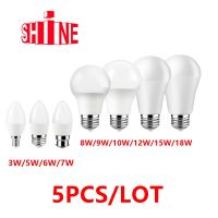 [Super bright bulb] 5ชิ้นหลอดไฟ LED เทียนโคมไฟ A60 C37 220โวลต์3วัตต์-18วัตต์ E14 E27 B22ลูเมนสูง3000พัน4000พัน6000พันสำหรับไฟบ้านสำนักงาน