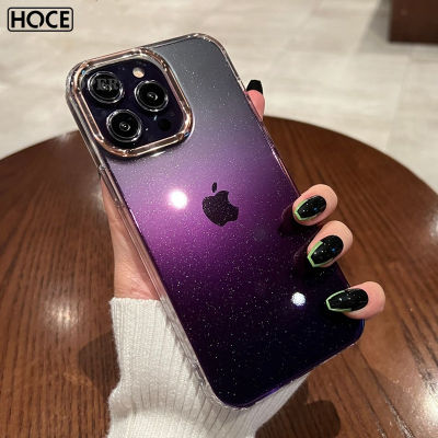 HOCE กากเพชรหรูหราเคสโทรศัพท์แบบใสดาวสำหรับ iPhone 14 13 12 11 Pro Max 13 12 Mini 14 Plus เคสเคสกันกระแทกเคสกันกระแทกไล่ระดับสีม่วง