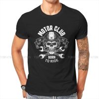 Motor Club Skull Born To Ride Tshirts Enduro Cross Motorcycle Racing Men Graphic Pure Cotton T Shirt Big Gildan