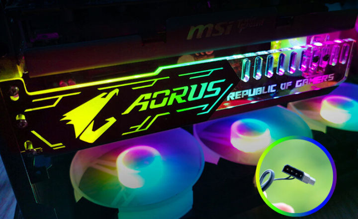 ที่ค้ำการ์ดจอ-แบบไฟออโต้-อคริลิค-ลาย-aorus-ยี่ห้อ-coolmoon