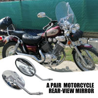 Universal Motorcycle Oval Chrome Rearview Mirrors 10MM Motorbike Side Mirror New FOR Yamaha Xt 600 Virago 125 535 1100 Vmax 1200