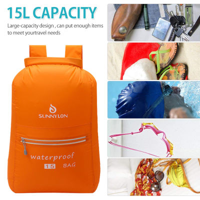 20L15L Waterproof Dry Bag Backpack Marine Floating Dry Sack Large Capacity Roll Top Compression Bag Hiking Camping Outdoors