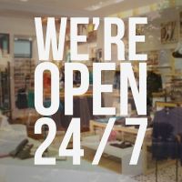 We 39;re Open 247 Store Business Hours Sign Vinyl Decal personalized custom store window glass door murals waterproof BH18