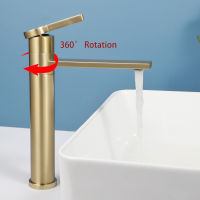 ULA Golden Faucet Basin Sink Faucet ห้องอาบน้ำ Deck Mounted Hot Cold Water Basin Mixer Taps อ่างล้างหน้า Tap Waterfall