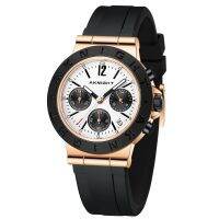 AKNIGHT Mens นาฬิกาข้อมือ Chronograph Mens นาฬิกากันน้ำควอตซ์ซิลิโคนสายนาฬิกา Luminous