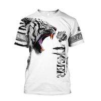 2023 New2023ฤดูร้อนเสื้อยืดผู้ชายคุณภาพสูง Tiger หนัง3D พิมพ์วันสบายๆแขนสั้น Unisex Top