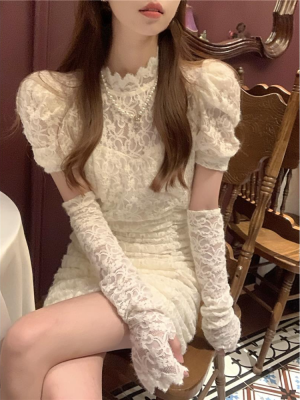 Spring Lace Design Elegant Y2k Mini Dress Woman Party y Bodycon Dress Casual Puffer Sleeve Dress Korea Fashion