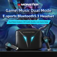 Monster XKT06 Gaming หูฟังไร้สายบลูทูธ5.3หูฟัง TWS Bass HIFI สเตอริโอเสียงสแตนด์บายยาวหูฟังพร้อมไมโครโฟนหูฟัง300MAh